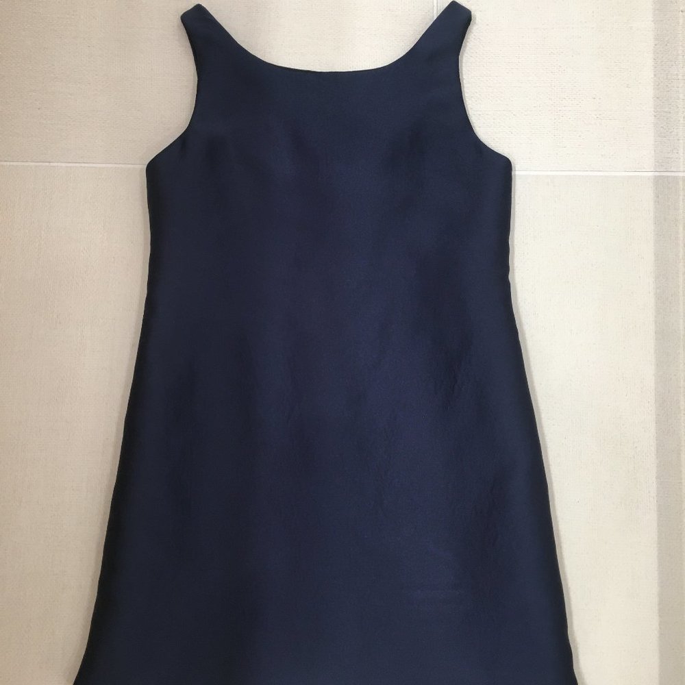 Aspesi minimalist  Royal Navy Crepe Silk Blend above knee A line Shift dress